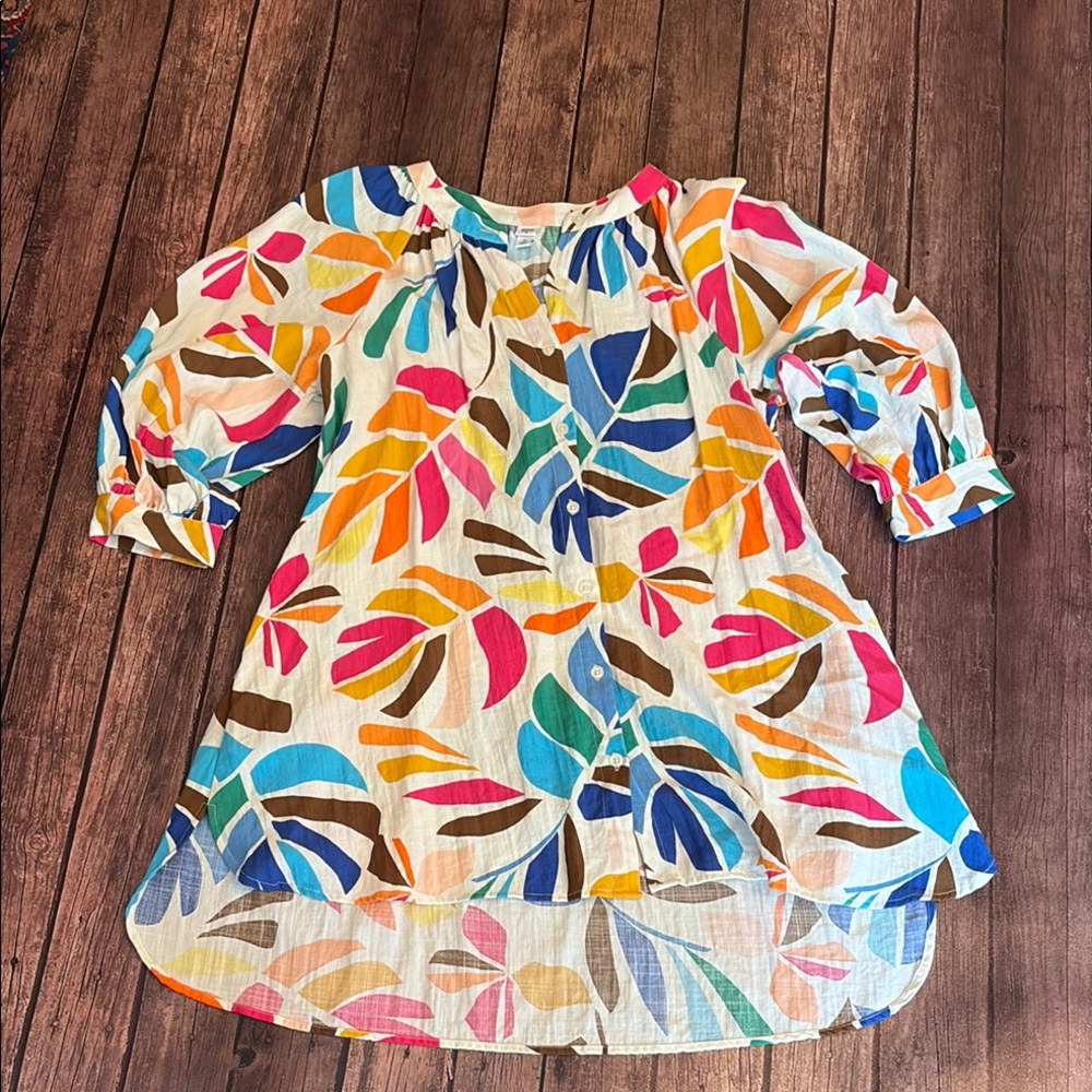 Tabitha Brown for Target Beach Cover, Shirt Dress, Tunic Sz M - Picture 2 of 7
